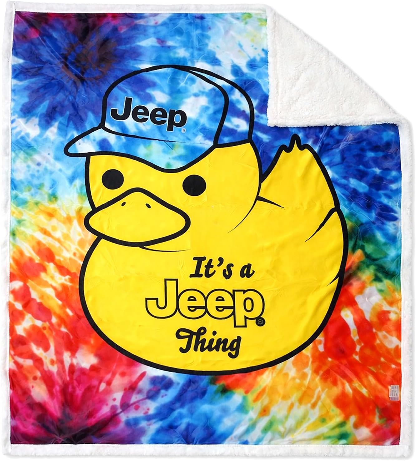 Jeep Duck It's a Thing Logo Sherpa Fleece Throw Blankets Supersoft and Warm 50" X 60" (Tie-Dye (Duck))