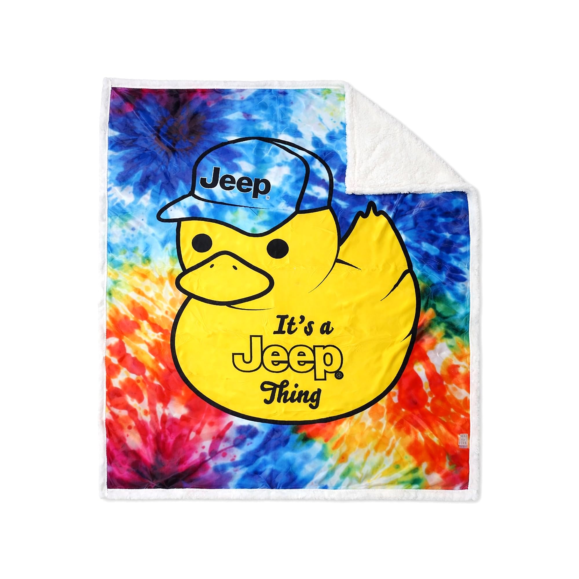 Jeep Duck It's a Thing Logo Sherpa Fleece Throw Blankets Supersoft and Warm 50" X 60" (Tie-Dye (Duck))