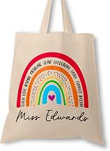 Personalised Tote Bag for Teacher with Custom Name - End of Term Thank You Gift - Teacher Bag for School or Nursery