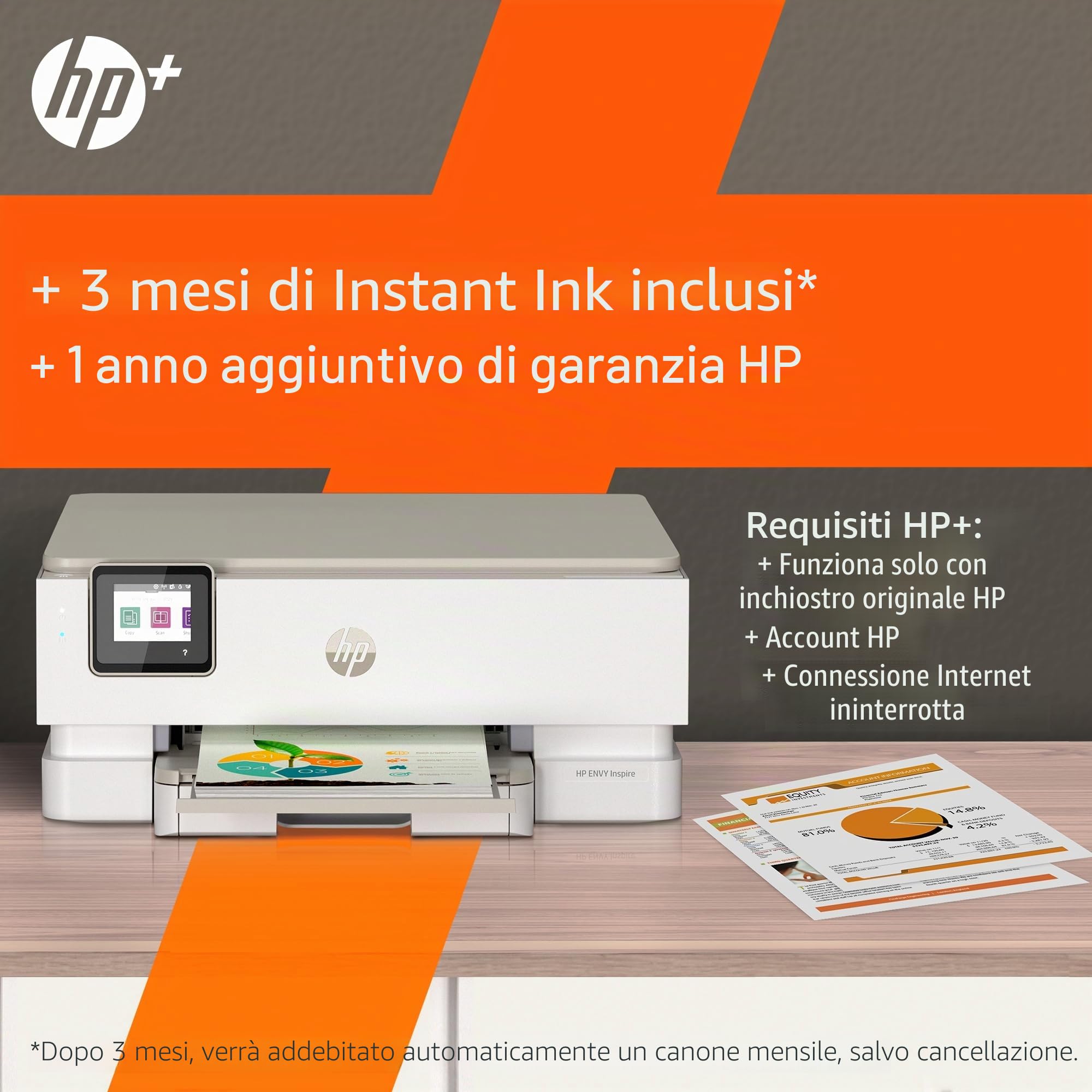HP Envy Inspire 7220e stampante a getto d'inchiostro All-In-One - 6 mesi di inchiostro diretto incluso (copia, scansione, stampa, foto, A4, entrambi i lati, WLAN) bianco