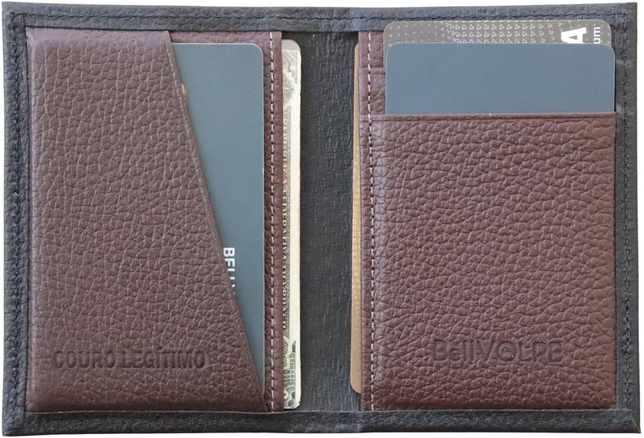 Carteira Masculina Antifurto Proteção RFID Slim Mini Couro Legítimo Cartões Cédulas CNH CIN Loja de Fabrica (Preto e Marrom) Carteira Masculina Antifurto Proteção RFID Slim Mini Couro Legítimo Cartões Cédulas CNH CIN Loja de Fabrica (Preto e Marrom)