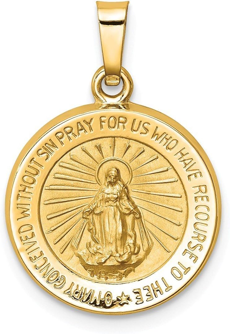 Miniatura 9 de Collar con dije de medalla milagrosa de oro amarillo de 14 quilates joyería fina religiosa para mujeres regalos para ella Oro amarillo