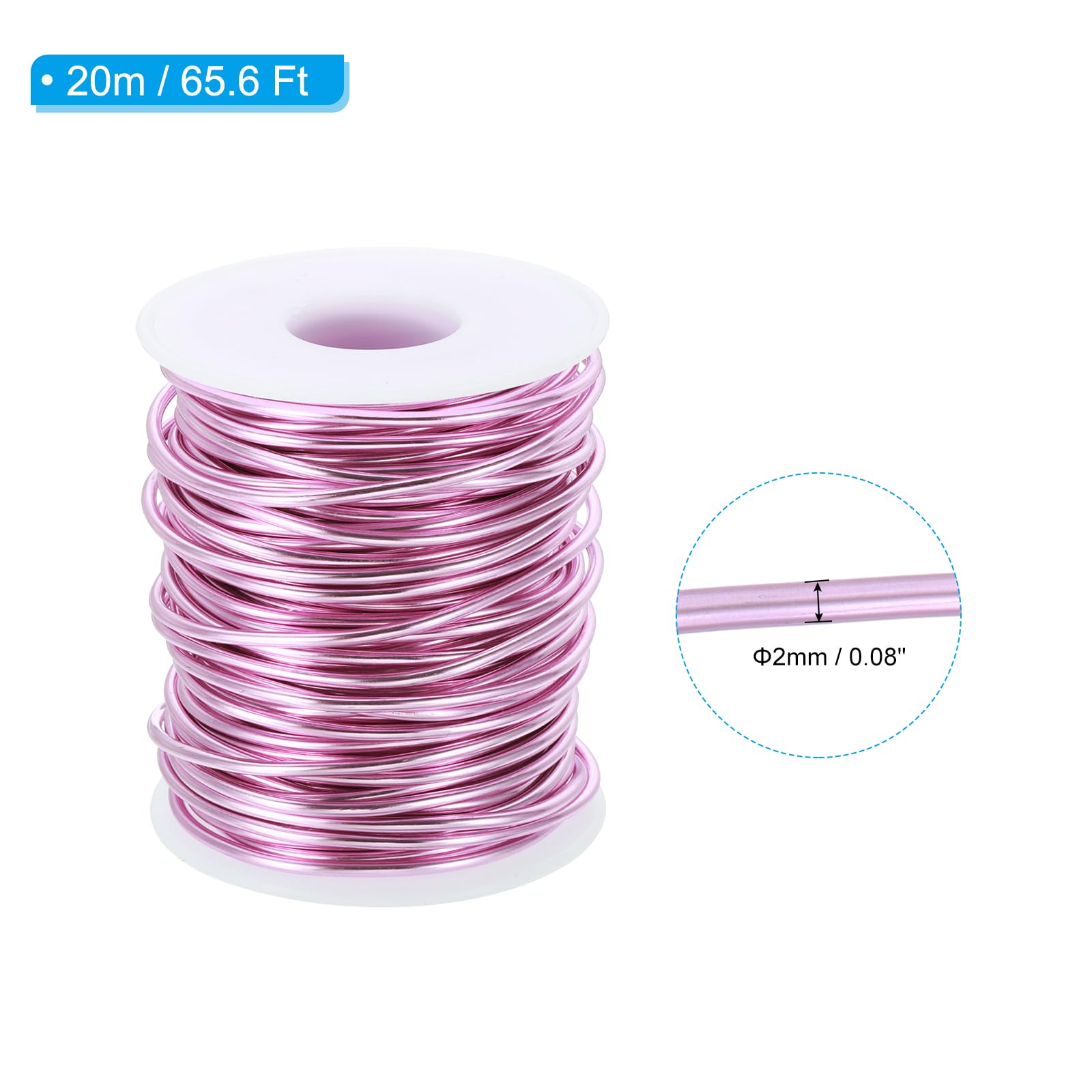 PATIKIL 12 Gauge 2mm Aluminum Craft Wire, 65.6 Ft Metal Wire Armature Bendable Wire for Jewelry Making Metal Wrap DIY Light Pink - Image 2