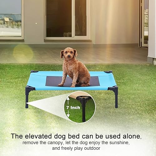 Miniatura 3 de SweetBin Cuna elevada para perros SML con toldo y sombra lateral para acampar perros pequeños y medianos (bolsa de transporte), cama elevada