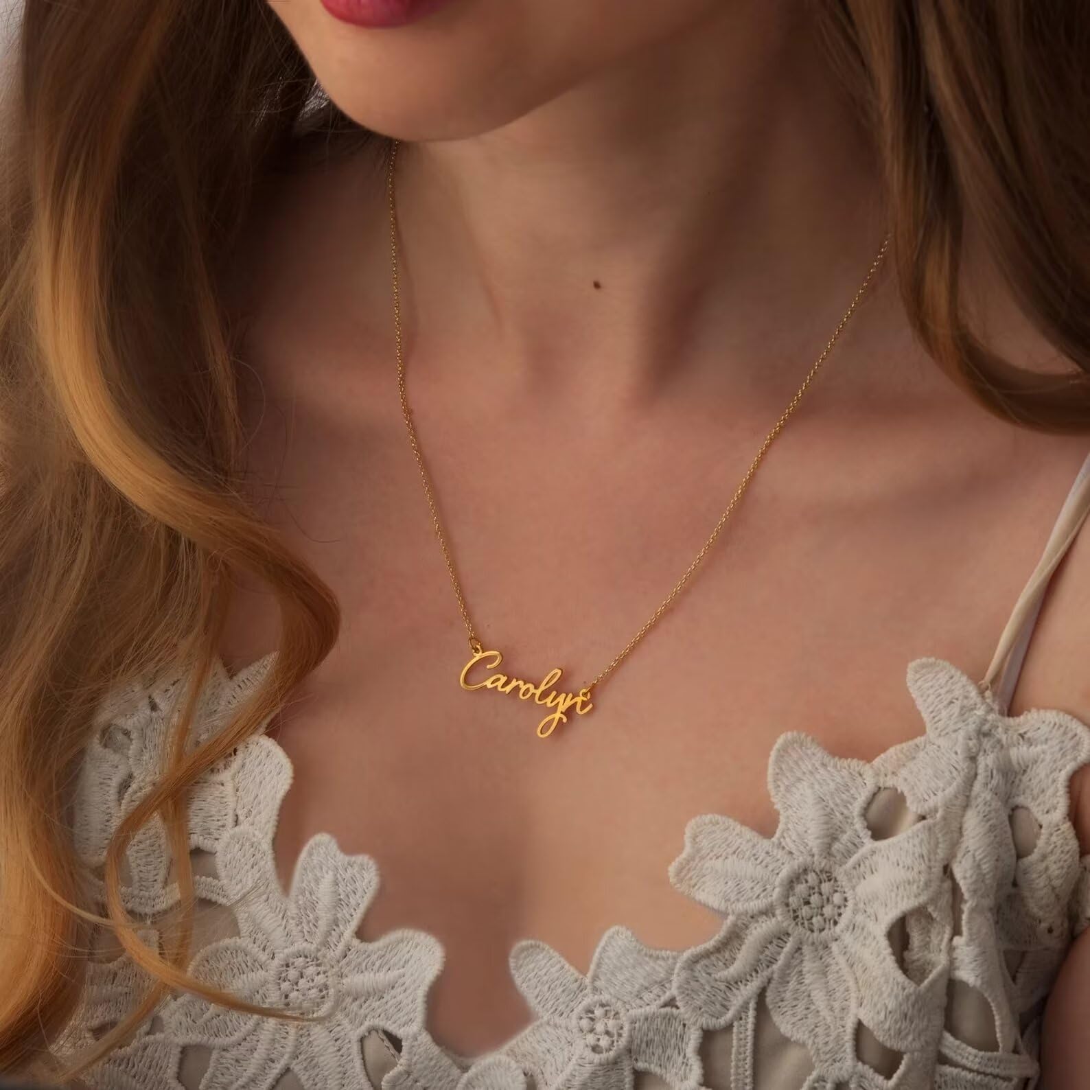 Collana personalizzata con nome placcata in oro 18 carati - Gioielli con nome personalizzati - Regalo perfetto per lei - Gioielli fatti a mano Regalo per la festa della mamma