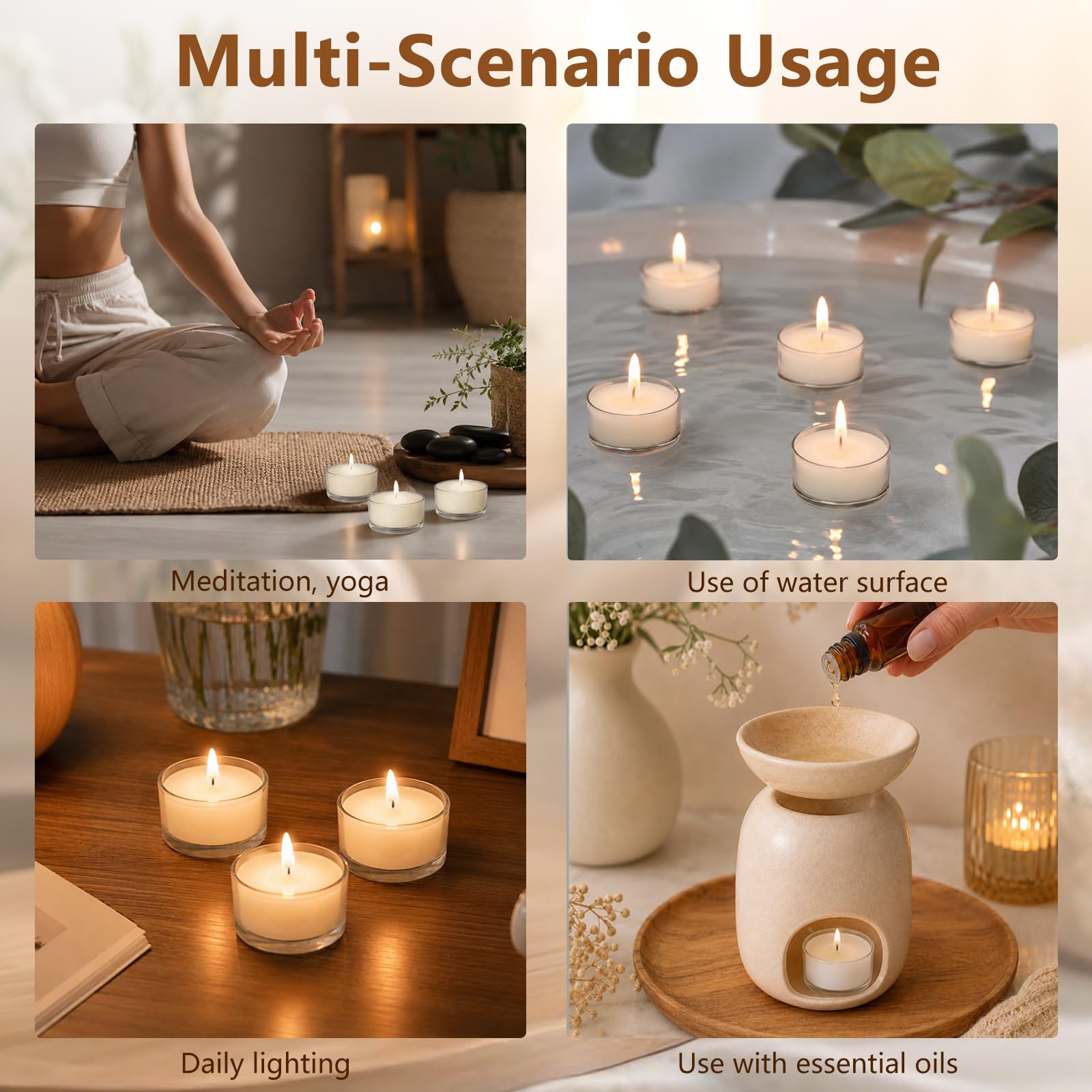 Velas perfumadas de vainilla, 24 unidades, color blanco marfil, sin humo, para relajar spa, yoga y ambiente de dormitorio