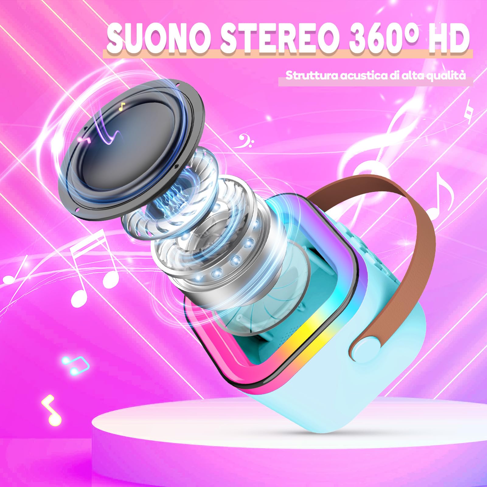 Dislocati Microfono Bambini, Giochi Bambini 3-12 Anni Karaoke con Microfono Regali Bambini 3-12 Anni Microfono Wireless Giochi per Bambini Microfoni Karaoke Bambini Regalo Bambina 4-12 Anni