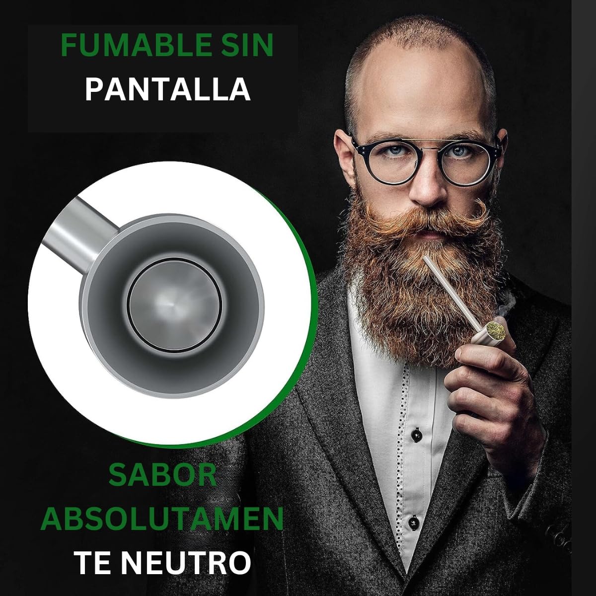 Pipa de titanio UDOPEA T-Pipe - La original - Pipa metálica de alta gama con propiedades perfectas para fumar - Pequeña, ligera, de sabor neutro (Titanio)