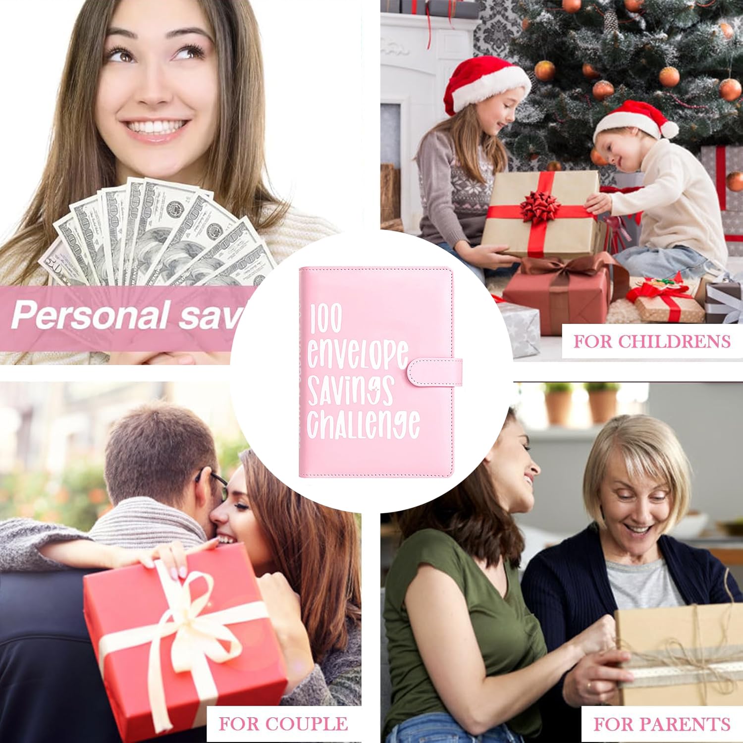 Bilancio Planner Libro del Risparmio Sfida 5050 € Rilegatura a Budget Rosa