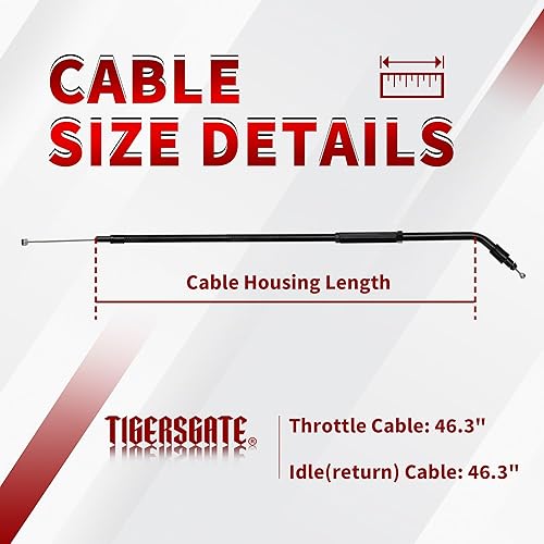 Miniatura 3 de TIGERSGATE Kit de acelerador extendido trenzado de acero inoxidable de vinilo negro de 46.3 pulgadas y cable inactivo para modelos Touring 2000-2006