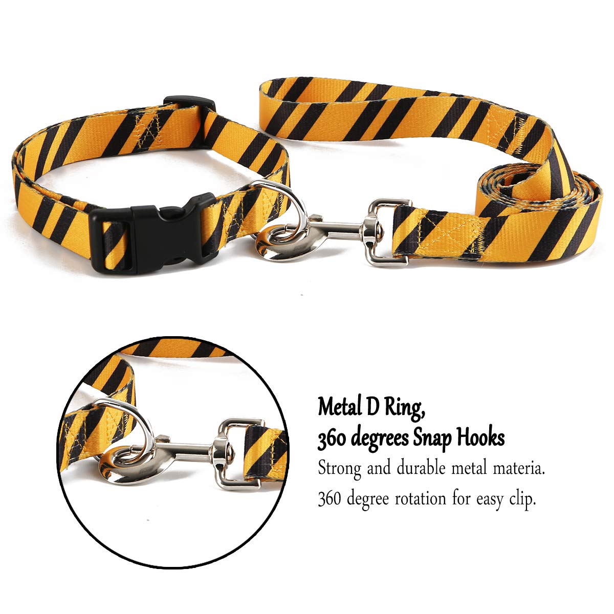2 collares de Halloween para perro, gato, cachorro, mago, escuela, impresión escolar, collares ajustables con divertida correa para mascotas, perros, gatos, pequeño, mediano y grande (amarillo