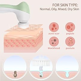 Facial Cleansing Brush Face Scrubber Exfoliating Cleaning Skin Care Cleanser Wash Women Girls Electric Beauty Powered Exfoliator Skincare Spin Tools Scrub Washer Self Care by VISOFO (Jade)