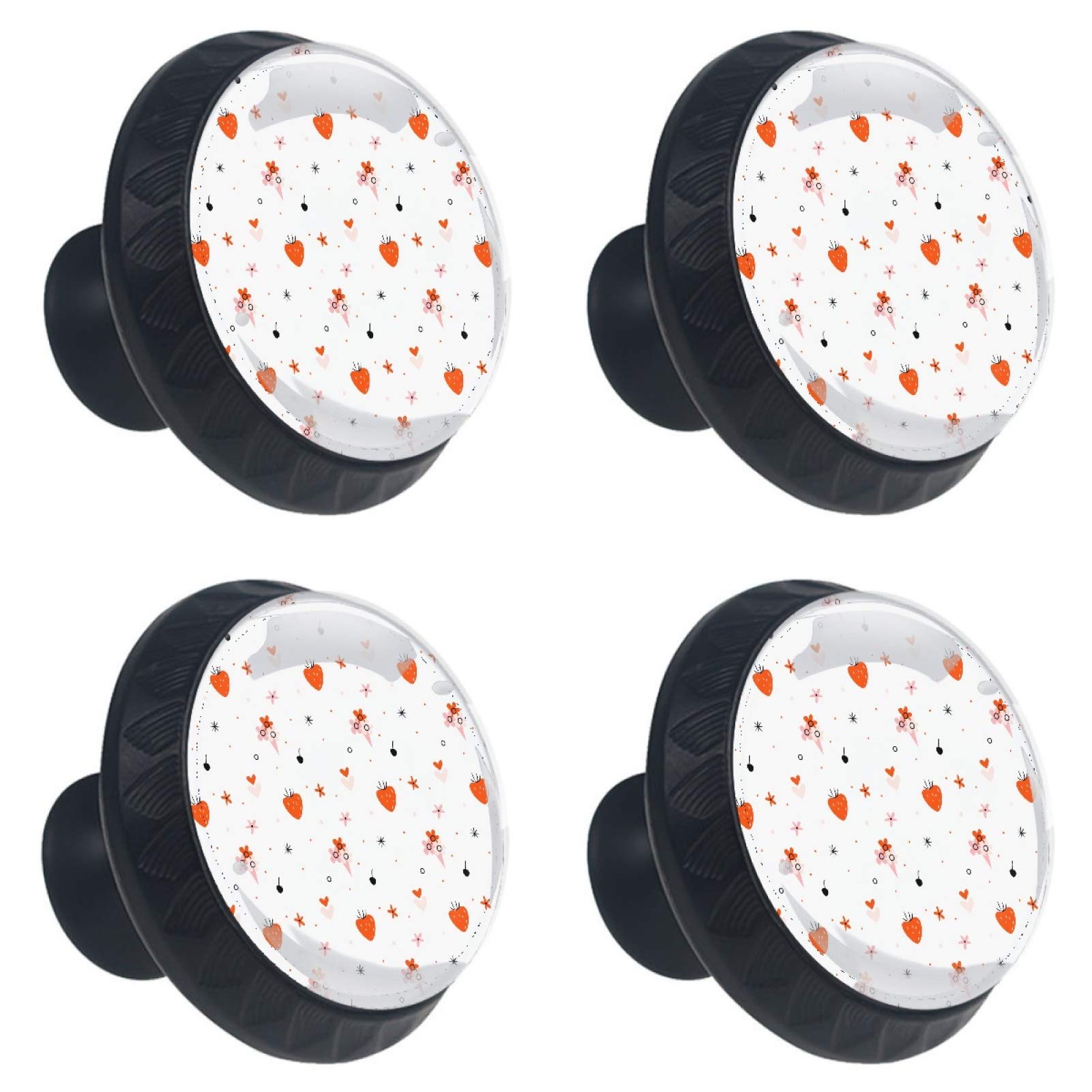 Boutons de meuble en verre de 30 mm avec motifs de fraises et finitions soignées