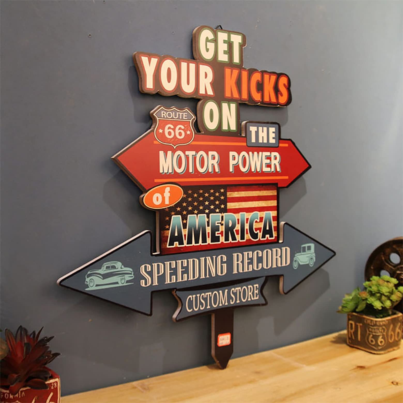 Amazon.co.jp: HYHzw レトロな木道路サインの看板の壁掛け装飾ぼろぼう