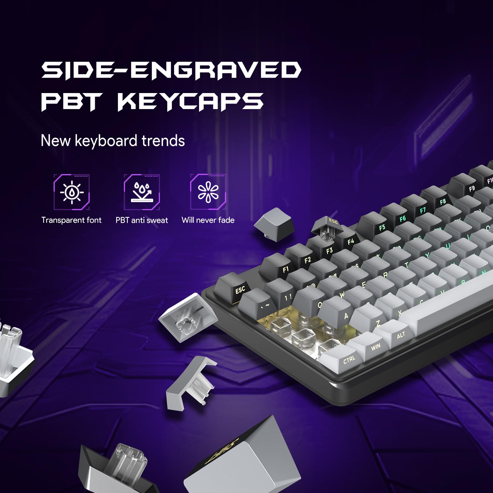 FURYCUBE Gaming Keyboard IP98-Gradient Gray : Amazon.ca: Electronics