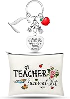 Vista 19 de Set de regalos de agradecimiento para profesores, kit de supervivencia para profesores, llavero con bolsa de maquillaje inicial, bolsa de cosméticos