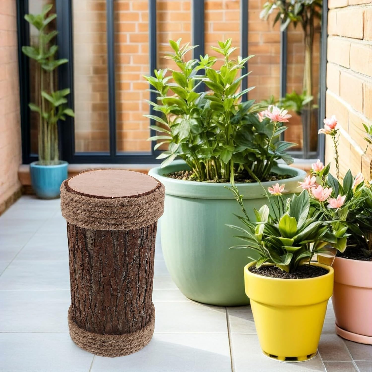 Garneck Rustic Hollow Faux Wood Stump Decor Weather Resistant DIY Tree Trunk Prop for Western Cowboy Party Christmas Displays Wedding Aisle Landscape Creative Tealight Holder and Rustic