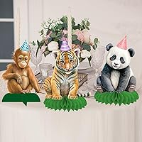 Vista 7 de Centros de mesa para fiesta de animales de safari, diseño de panal de abeja, decoración de fiesta temática de selva, centro de mesa de fiesta