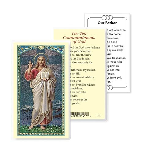 Holy Lines Ten Commandments Laminated Prayer Card with Our Father