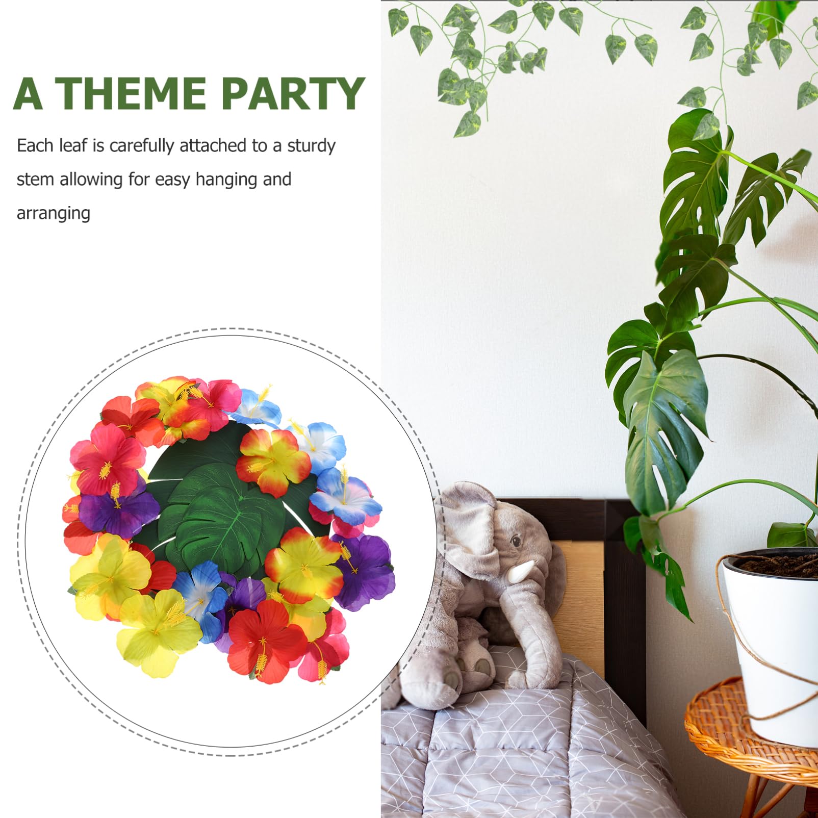 Set Decorazioni Tavolo Hawaiano Foglia Monstera Artificiale | Atmosfera Estiva, Poliestere, Mix And Match per Family Gatherings e Dining Table