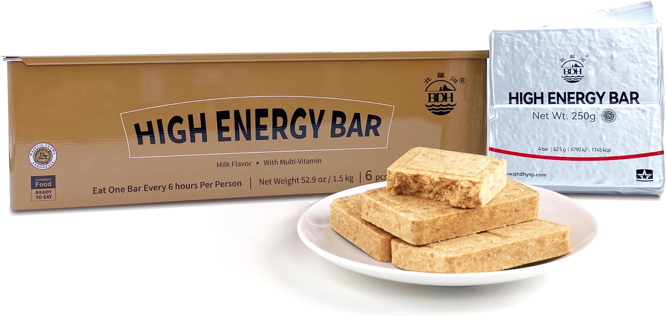 Emergency Food Ration Bars - Milk Flavor Compressed Biscuit Survival Tabs, 20 years Shelf Life Emergency Food Supplies, Food Rations Supply for Outdoor Camping Hiking Snowstorm,Tin Box 6 Count