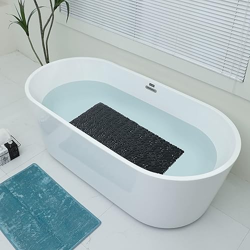 Miniatura 7 de Mantto Tapete extra largo de ducha para bañera de 34.2 x 15.7 pulgadas, antideslizante con ventosas, lavable a máquina, superficie lisasin textura