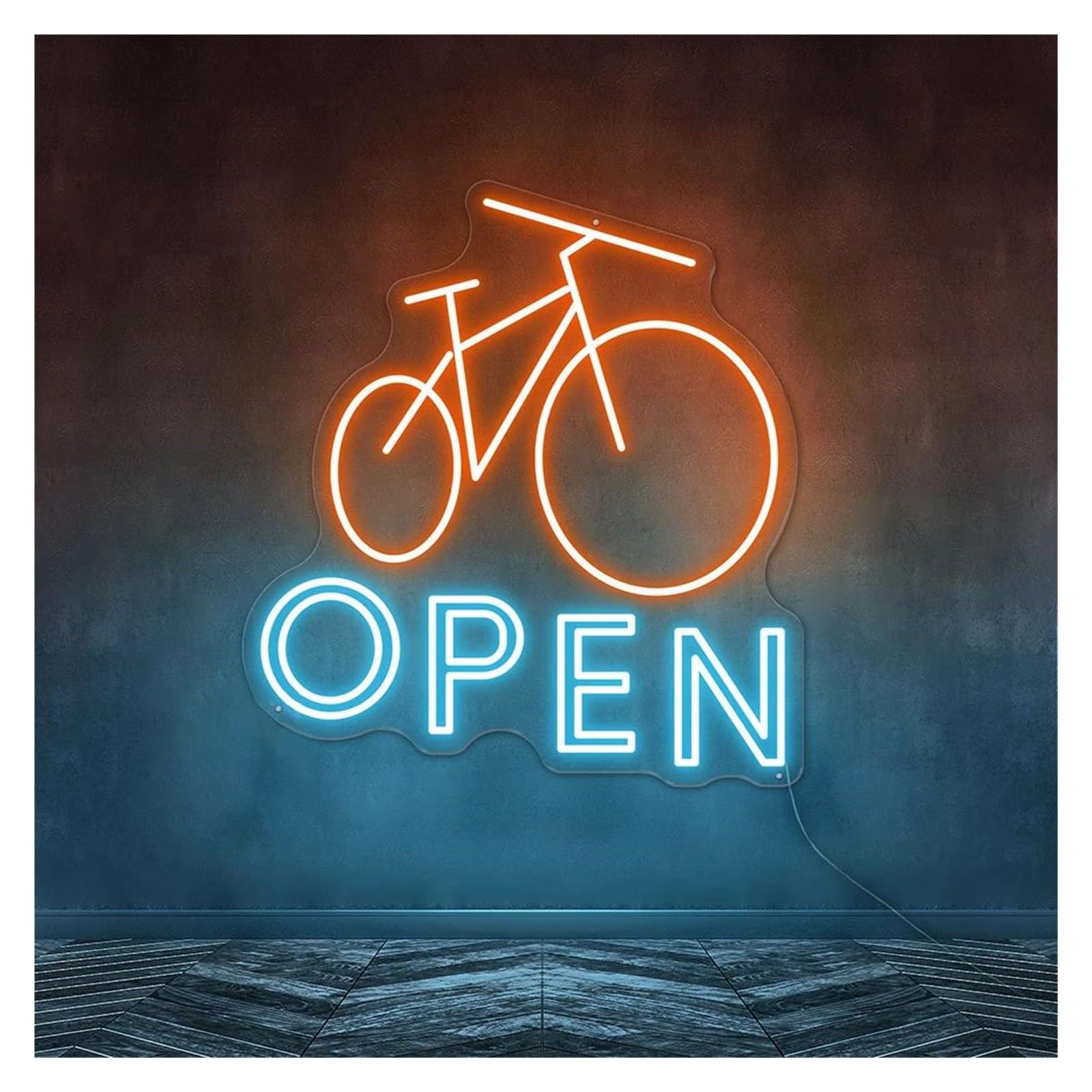 SHOUXI Sign Lamp Bike Open Neon Sign for Shop Opening Wall Decor 49X46cm(D)