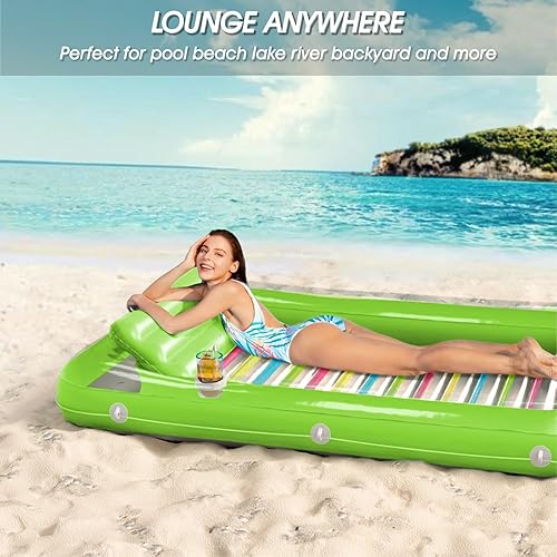 Miniatura 5 de Jasonwell - Flotador inflable para piscina, 4 en 1, almohadilla de bronceado para adultos, relajarse en la piscina, flotador lleno de juguetes de