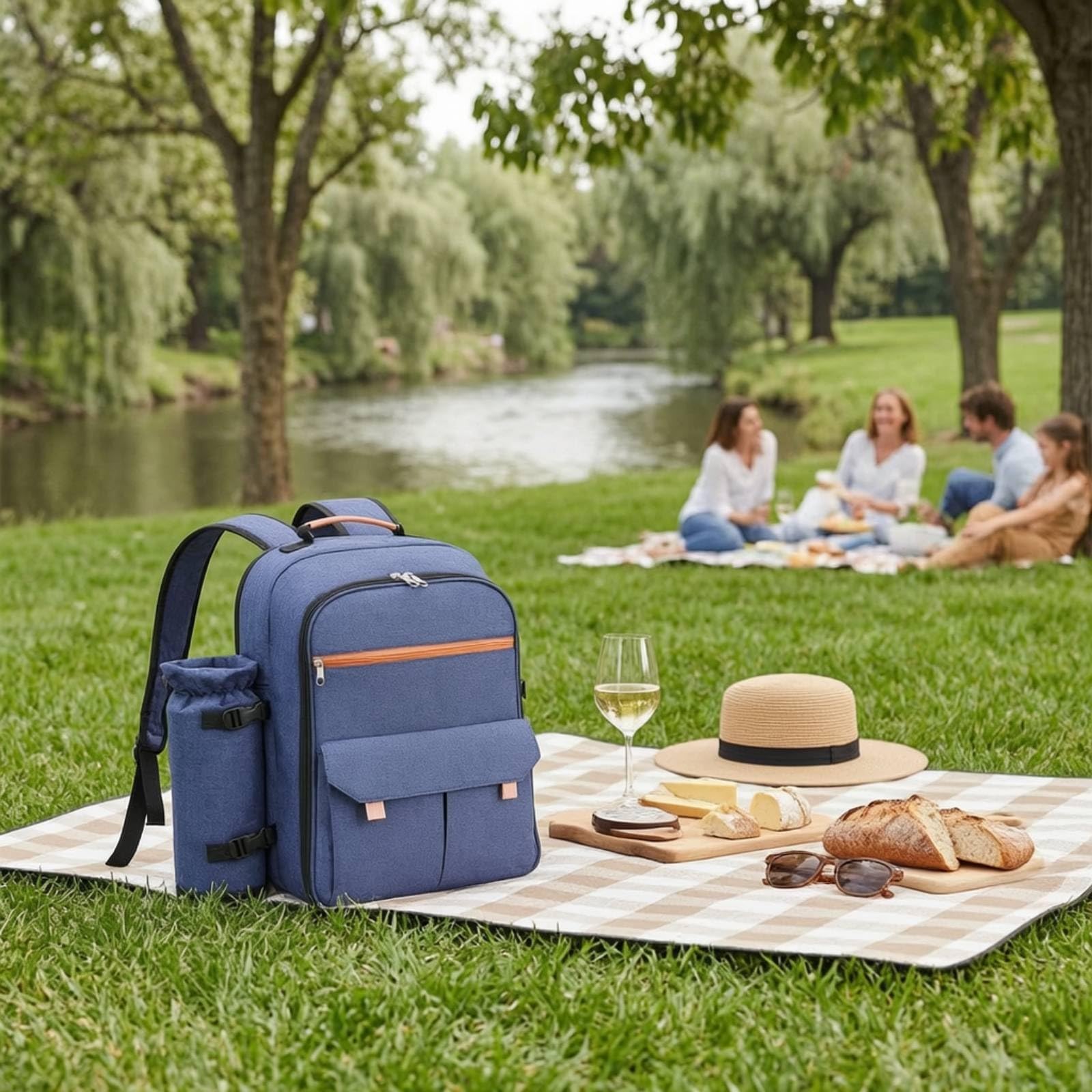 rockible Zaino Termico Isolante Borsa Frigo Picnic Contenitore Pranzo Struttura Rettangolare Stabile in Tessuto 300D Manico Superiore Tasche con Cerniera