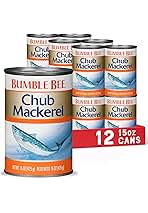 Bumble Bee Chub Mackerel, 15 oz Can (Pack of 12) - Canned Mackerel Fish, High Protein Keto Food, Gluten Free