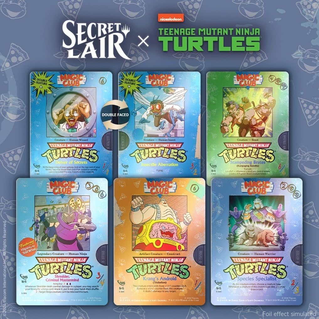 Magic: The Gathering Secret Lair x Teenage Mutant Ninja Turtles: VHS Villains Foil Edition