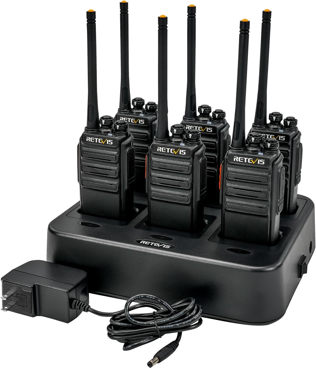 Retevis H-777S Walkie Talkies Long Range,Heavy Duty Portable FRS Two-Way Radios, Hands Free,Safe Call,Rugged Commercial 2 Way Radios with Gang Charger,for Warehouse, Churches,Jobsite(6 Pack)