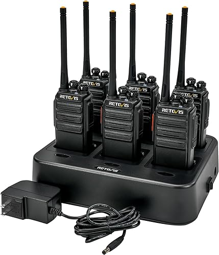 Miniatura 14 de Retevis H-777H Walkie-Talkies con cargador de banda de 6 vías, radios de 2 vías con auricular, pantallas de segmento LED ocultas, linterna, USB-C,