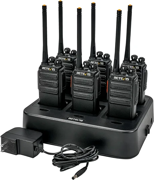 Retevis H-777S Walkie Talkies Long Range,Heavy Duty Portable FRS Two-Way Radios, Hands Free,Safe Call,Rugged Commercial 2 Way Radios with Gang Charger,for Warehouse, Churches,Jobsite(6 Pack)