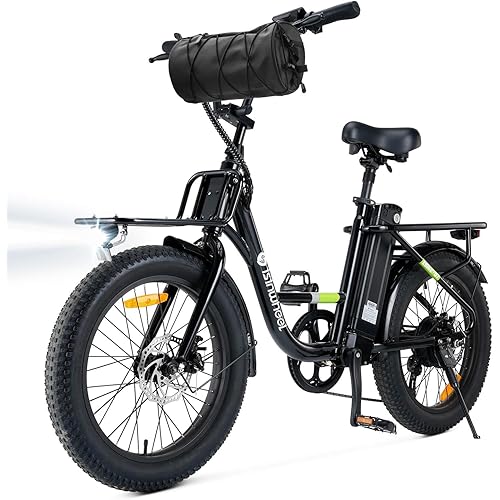 isinwheel U7 Electric Bike for Adults, 20 mph Cargo Ebike 1000W Peak Adult Electric Bicycles, 55 Miles Range E Bike, 48V 10.4Ah Removable Battery, 7 Speed Gearshift, 20" Step Thru Ebikes for Adults
