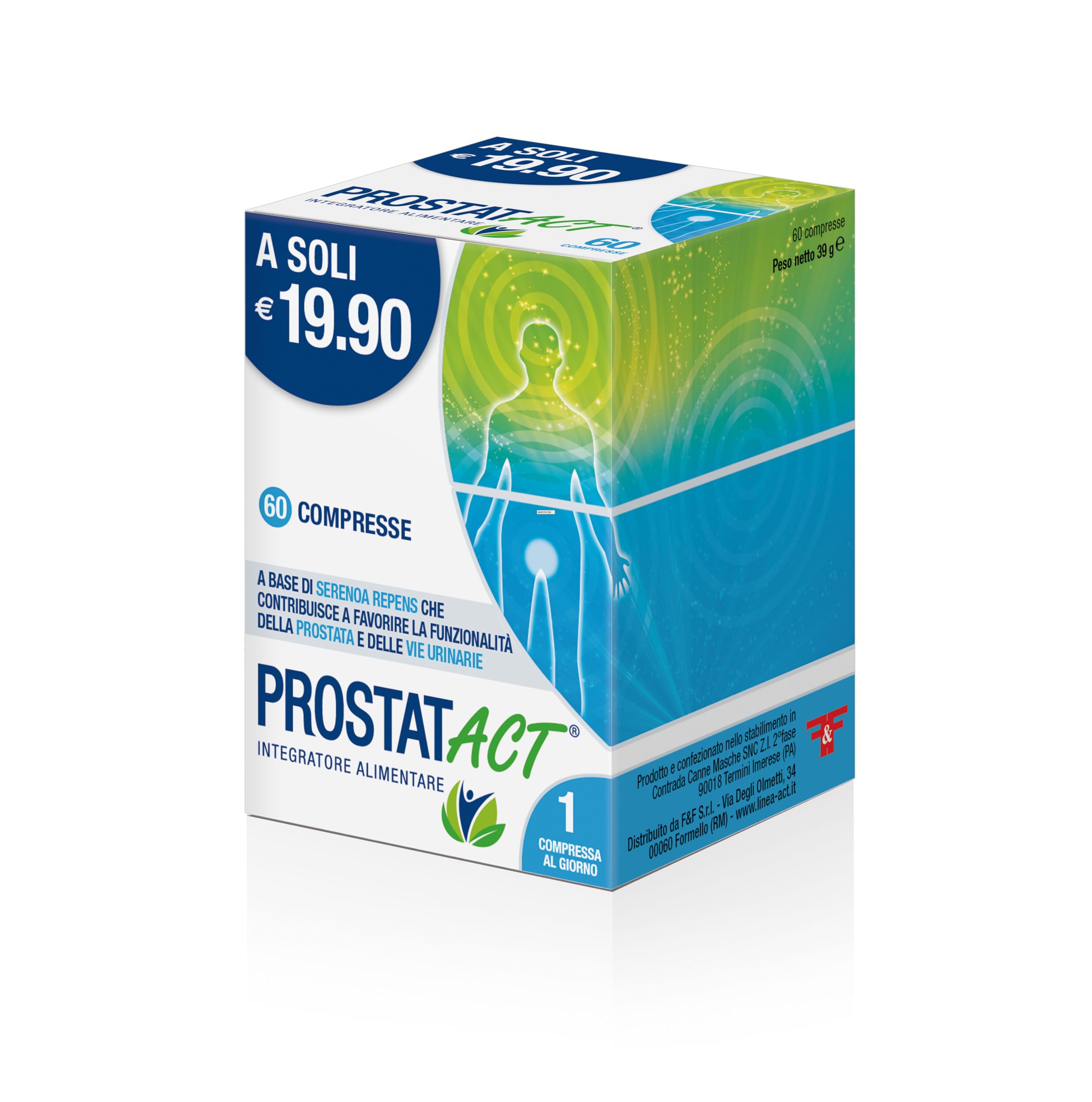 Prostat Act, Integratore Alimentare che Contribuisce a Favorire la Funzionalità della Prostata e delle Vie Urinarie, a Base di Serenoa Repens, 1 Confezione da 60 Compresse
