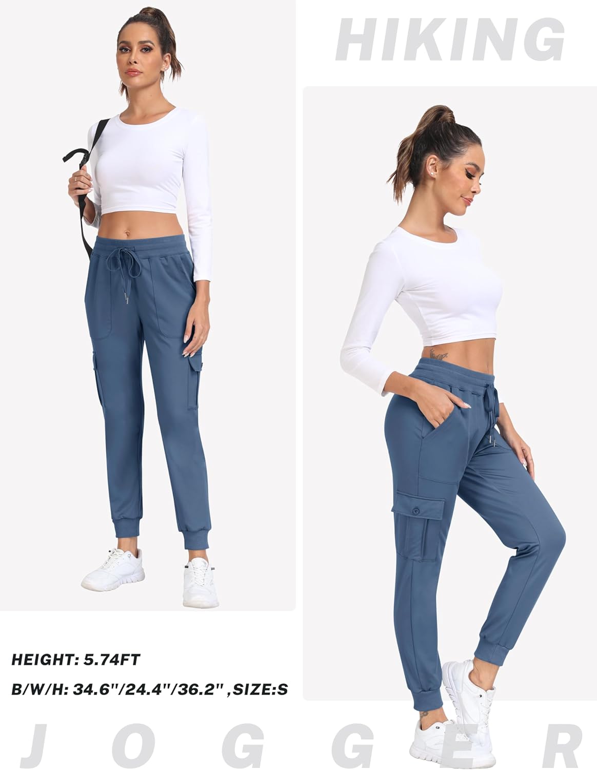 MoFiz Women's Fleece Cargo Joggers Hiking Pants High Waisted Thermal Outdoor Sweatpants for Women with Pockets - Image 6