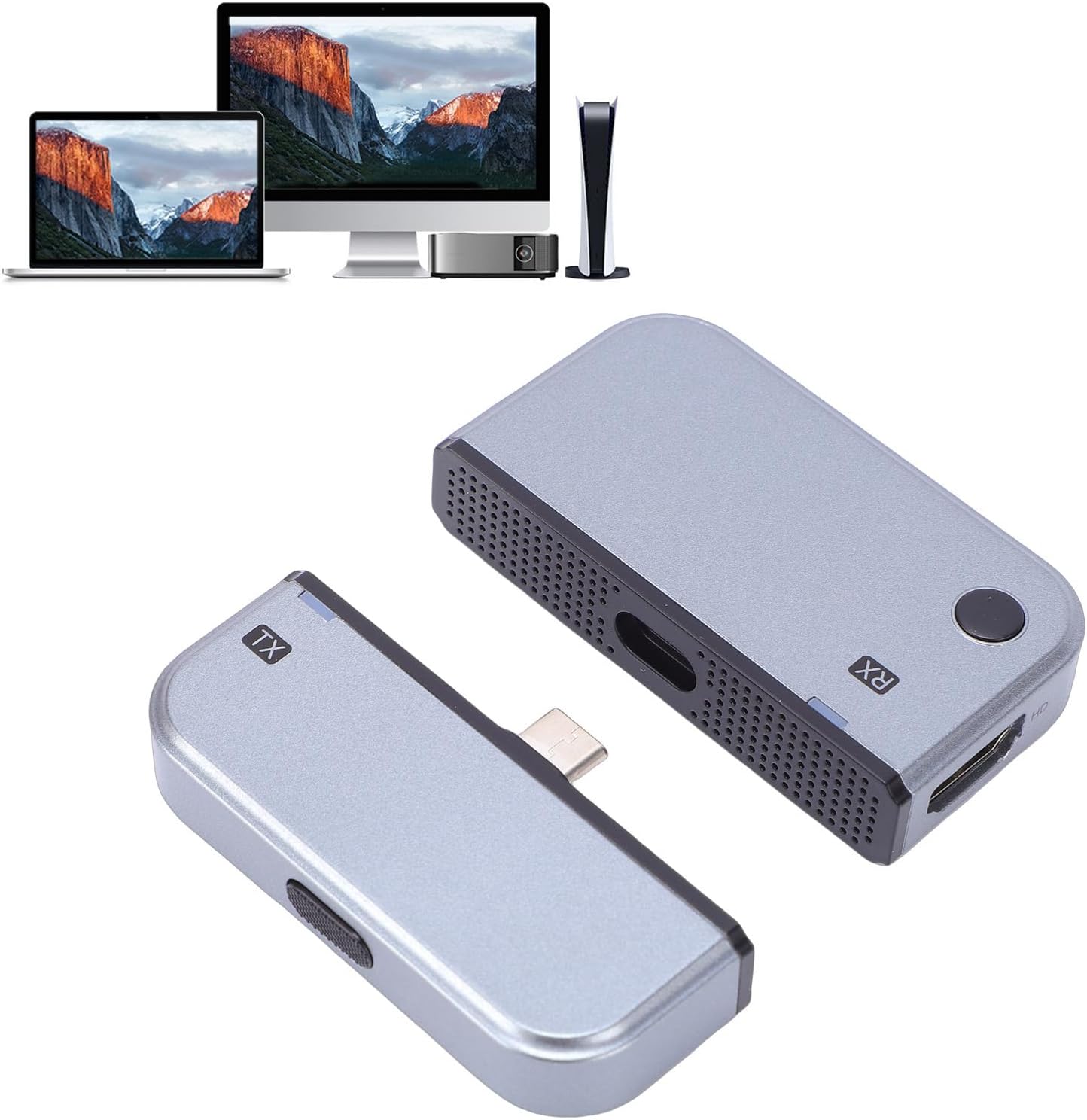 Diyeeni Type-C Wireless HDMI Transmitter and Receiver, 50M/165FT, Ultra 4K Decode Input 1080P@60Hz Output, Plug&Play 5G+2.4G Adapter for Phone, Laptop, Tablet, PC to TV, Projector