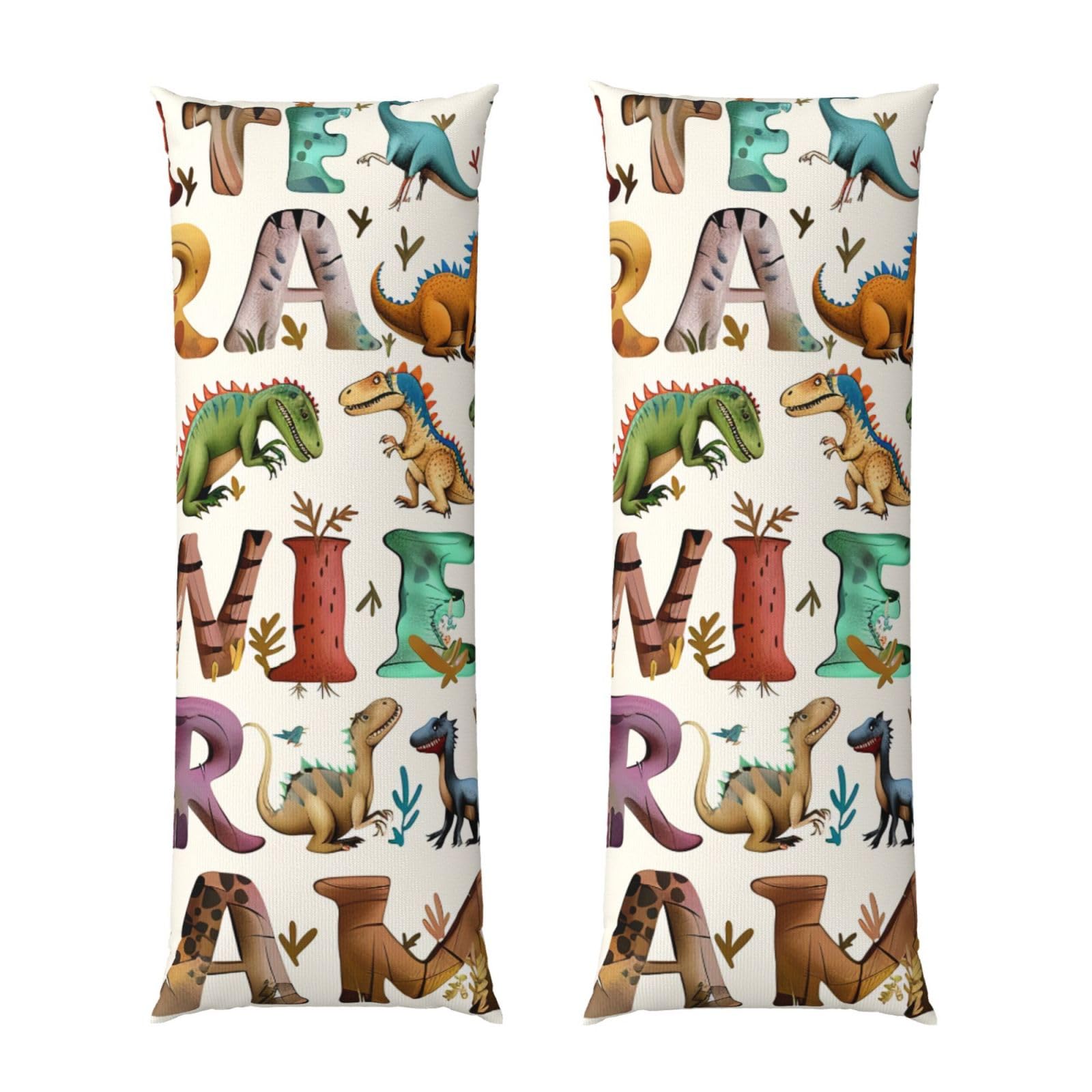 Body Pillow Cover 20x54 Inch, Stylish Learning Alphabets with Dinosaurs Print Long Lumbar Pillow Case with Zipper Long Body Pillowcase Decorative for Bed Sofa Bedroom
