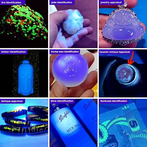 Miniatura 3 de LIGHTFE Linterna UV Blacklight de 365 nm con salida de alta potencia, haz puro para luz de curado de pegamento UV, brillo fluorescente de roca y