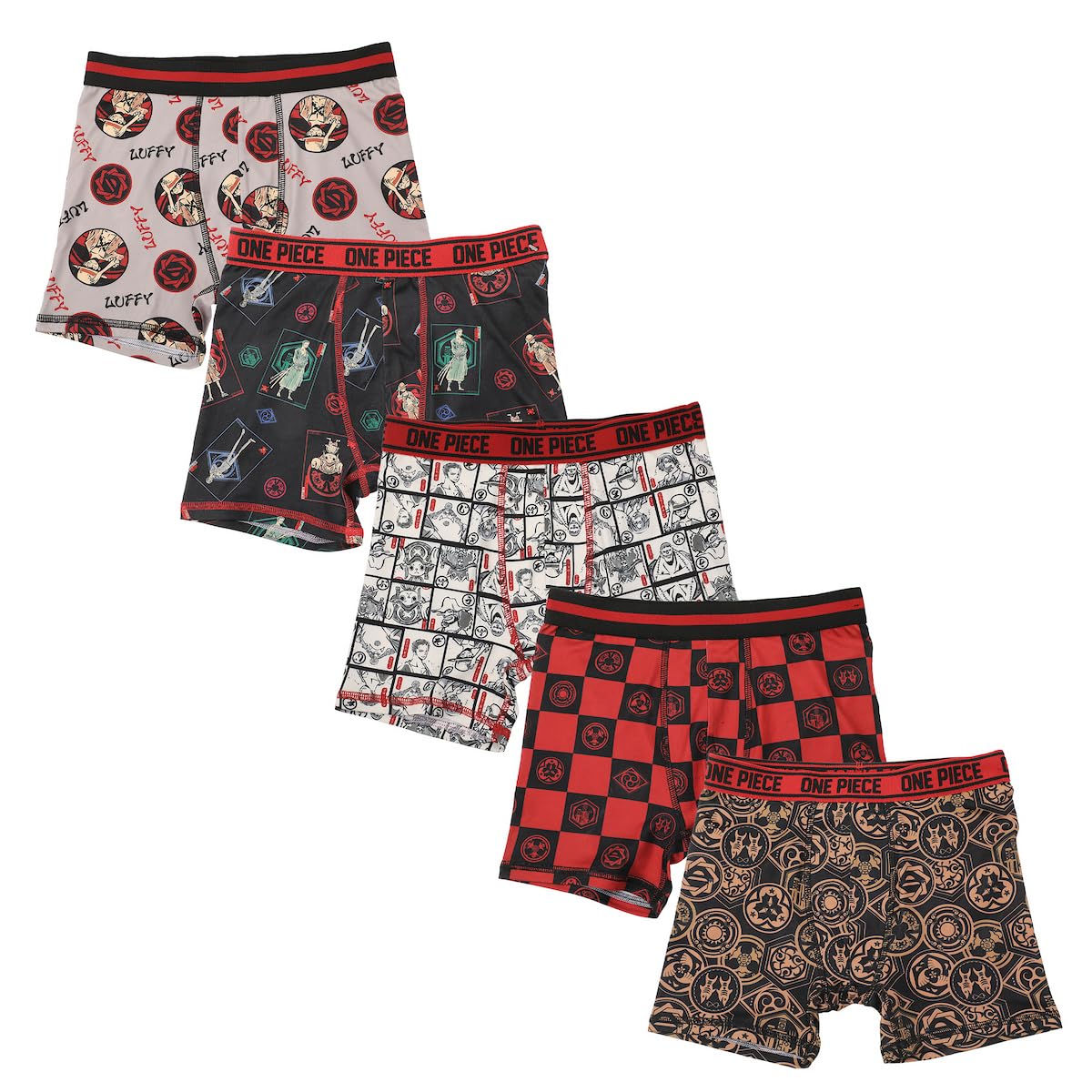 Bioworld One Piece Characters Icons All-Over Print Boys 5-Pack Boxer Briefs