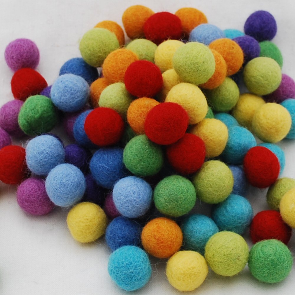 Oriental Direct Rainbow 100% Wool Felt Balls - 1.5Cm - 100 Felt Balls - Colours