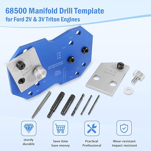 Miniatura 2 de 68500 Plantilla de taladro colector para motores Ford 2V y 3V Triton (4.6L, 5.4L y 6.8L)
