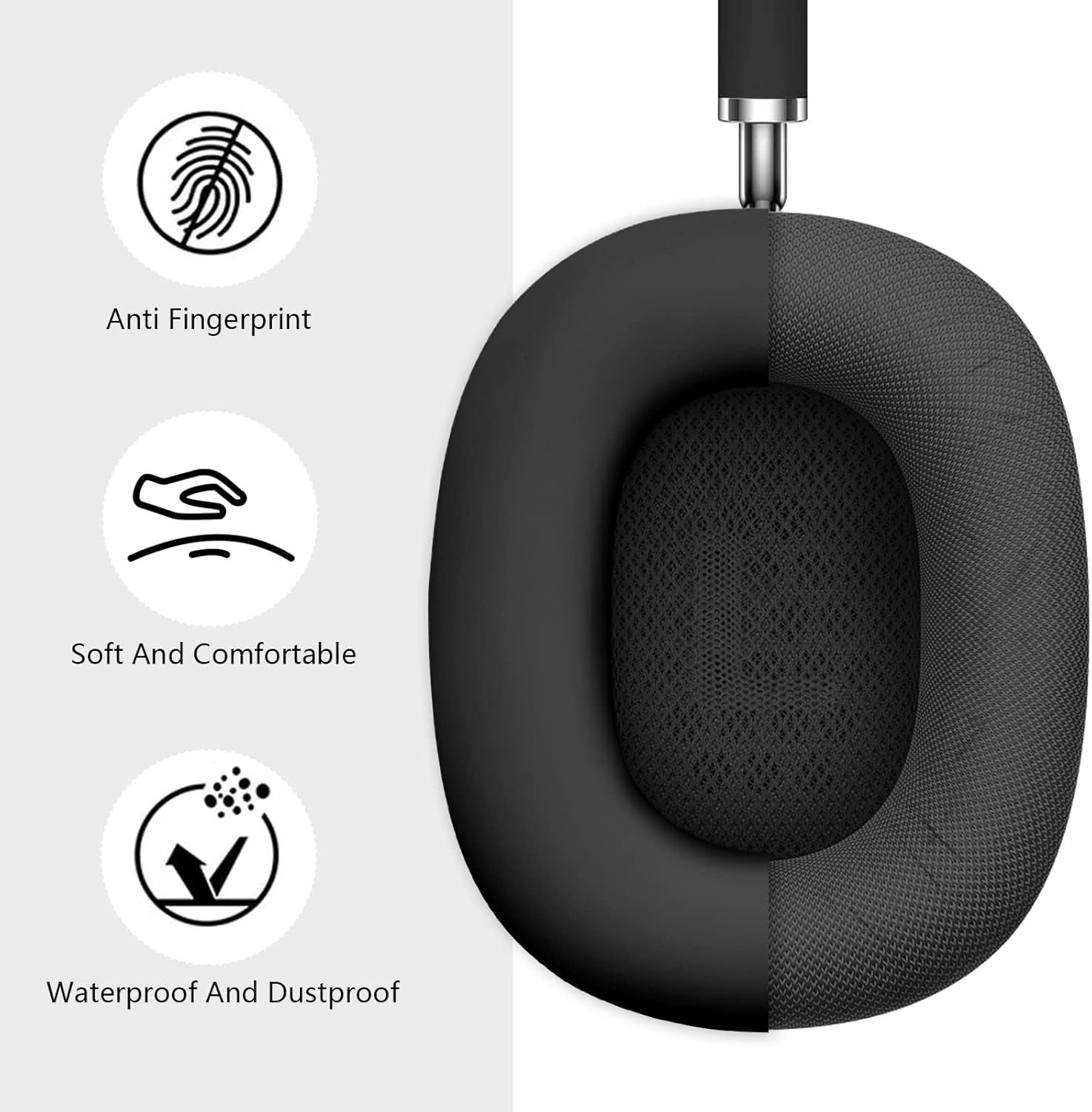 Filoto Case for Airpods Max Headphones, Ear Pad Case Cover/Ear Cups Co ver/Headband for AirPods Max (USB-C/Lightning)(2024/2020), Silicone for Apple Airpod Max, Accessories Cases (Black) - Image 3