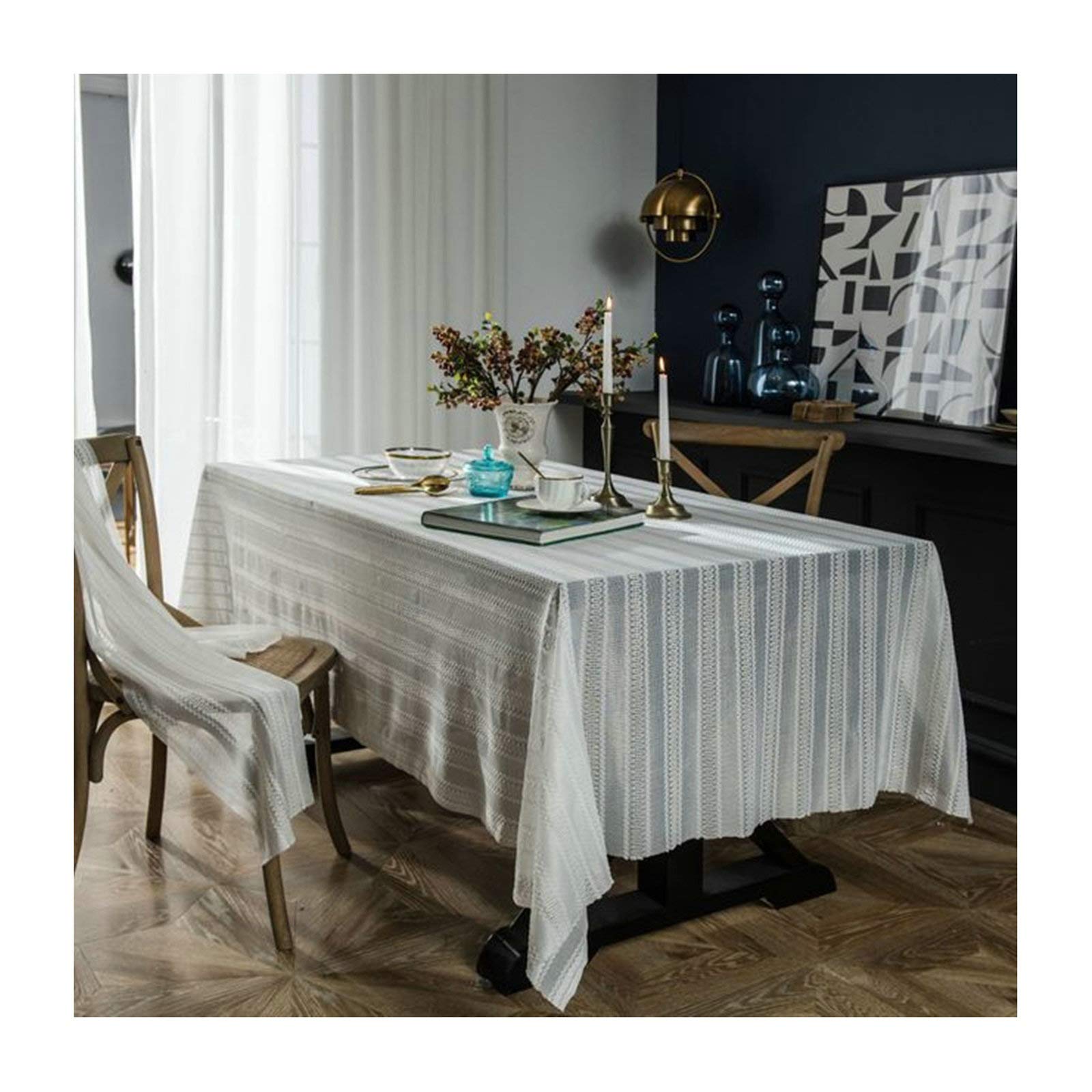 Couverture moderne blanche et nappe polyester dentelle 150x220