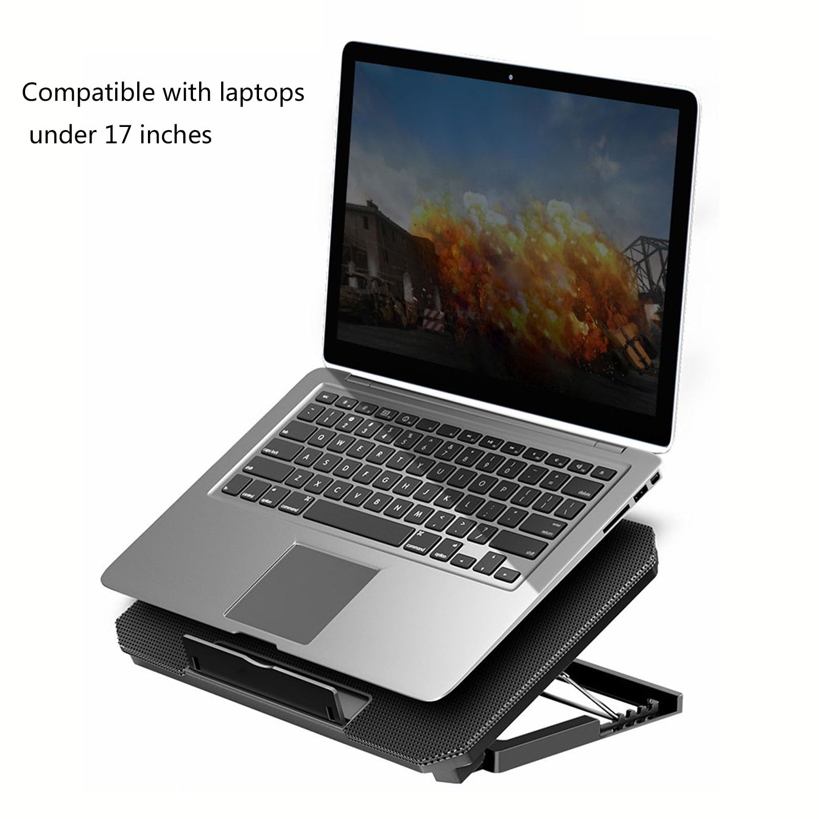 Stojak chłodzący laptopa do gier z 2 wentylatorami i 2 portami USB, regulowany uchwyt na tablety