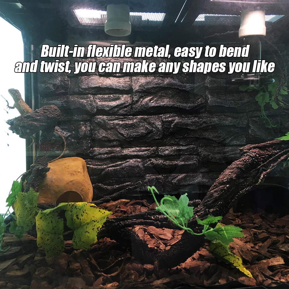 Oumefar Artificial Reptile Vine Climber Jungle Forest Curved Branch Terrarium Cage Decor Artificial Climbing Plants for Lizards Frogs Snakes