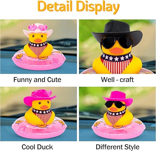 Miniatura 10 de wonuu Decoración de pato de goma para automóvil, accesorios lindos para automóvil, pato vaquero occidental, decoración de tablero de automóvil con