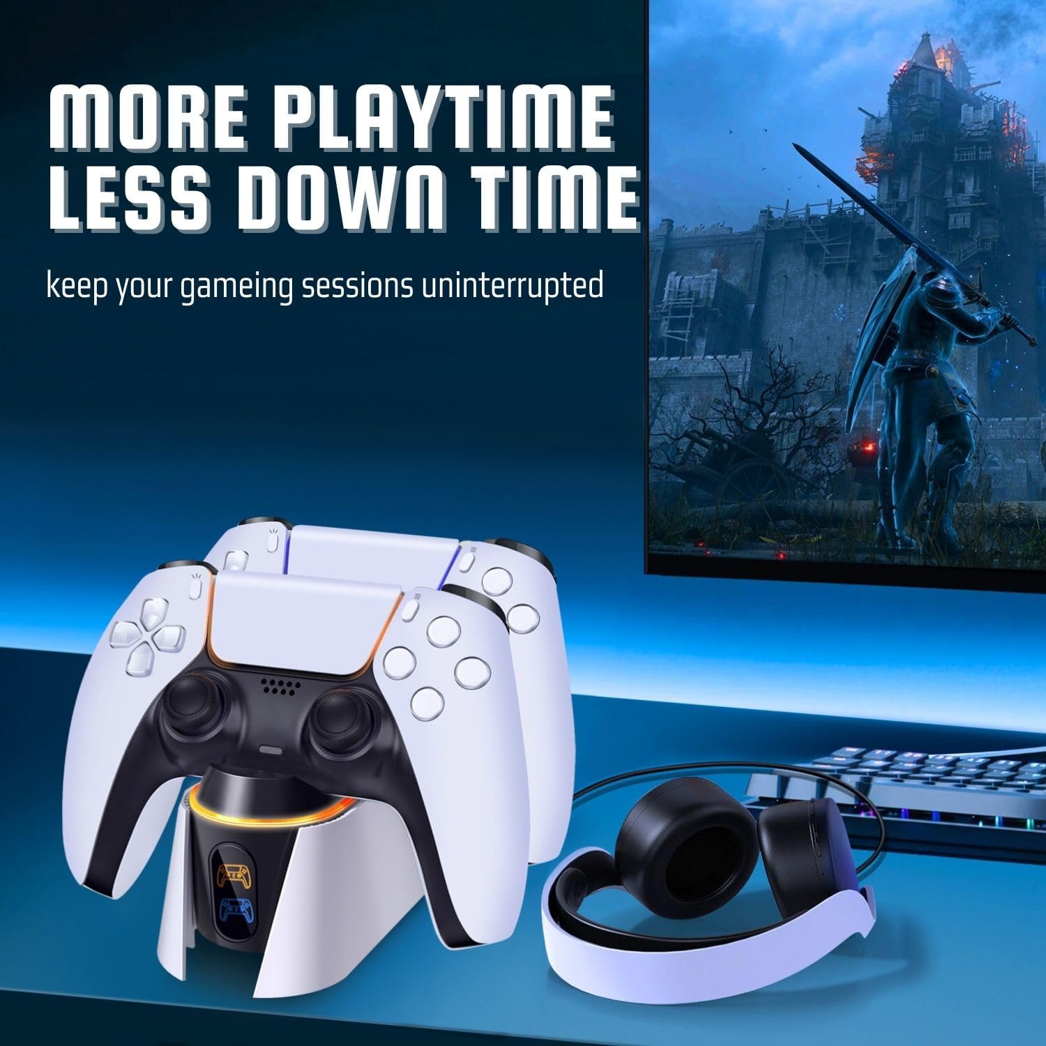 TNP Dual Charging Station for PS5 - Wireless Charging Dock with LED Indicator - Fast Charger Stand for PlayStation 5 DualSense Controller with Type-C USB Cable - Image 7