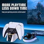 TNP Dual Charging Station for PS5 Controller - Wireless Charging Dock for PS5 Controller with LED Indicator - Fast Charger Stand for PlayStation 5 Dualsense Controller with Type-C USB Cable